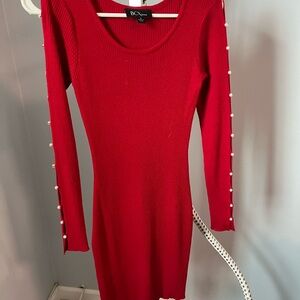 BCX Vibrant Red Long Sleeve Dress